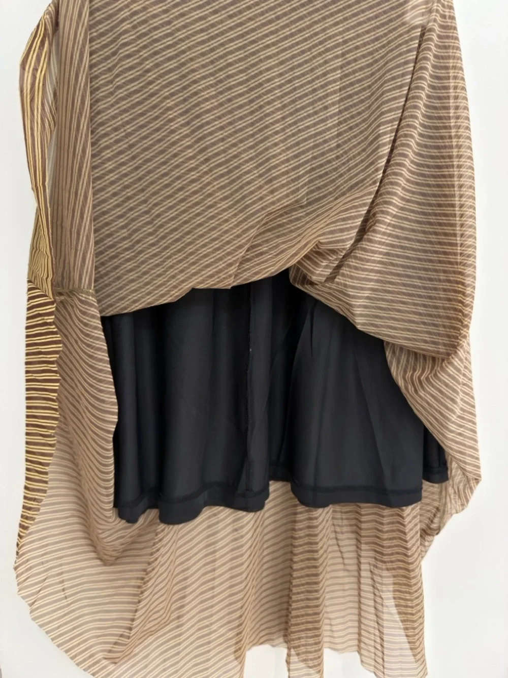 Women's Pleated Midi Skirt in Brown Stripe - Picture 3 of 4